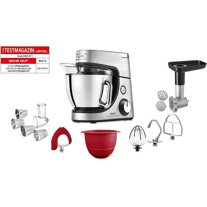 Krups KA631D Master Perfect Gourmet Robot culinaire 1100 W 8 vitesses Bol en acier inoxydable 4,6 l 5 accessoires : kit de pâtisseri