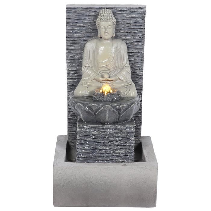 Fontaine de Bouddha en résine fontaine à eau éclairée par LED avec pompe à eau pour cadeaux de décoration de bureau à