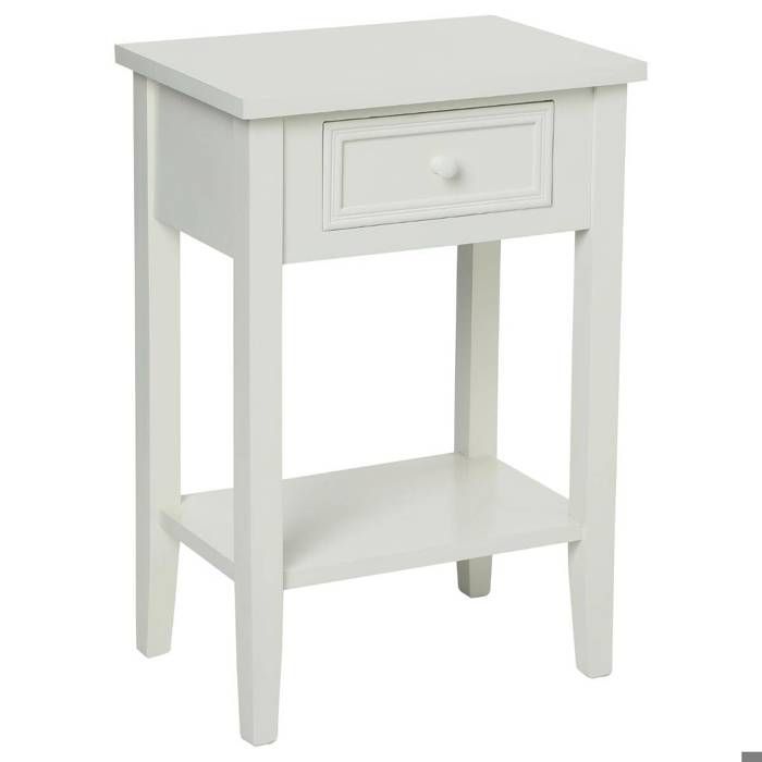 Table de chevet en bois 1 tiroir blanc  charme 