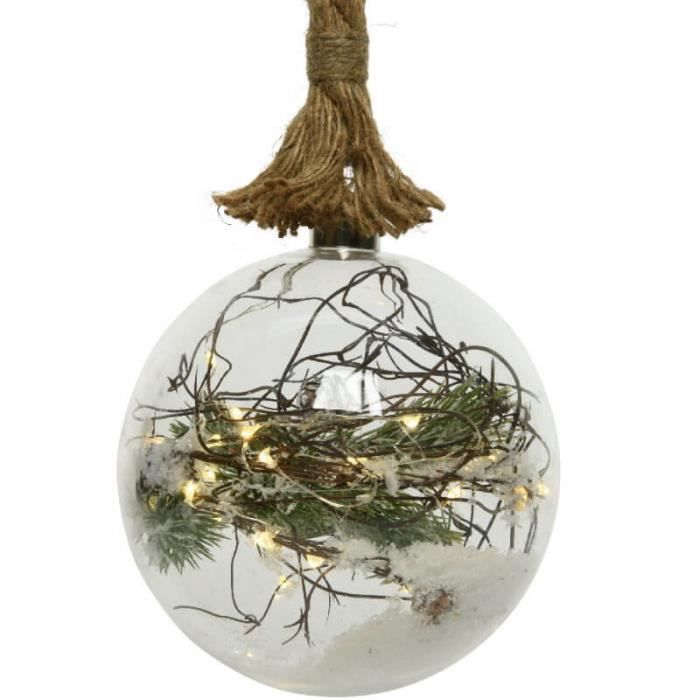 Boule Lumineuse avec corde - Décoration de Noël - 14 cm