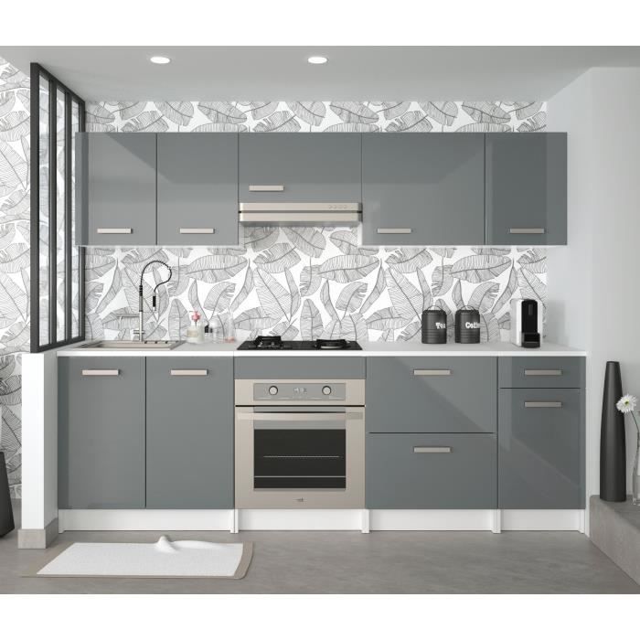 MEUBLES COSY Cuisine Complète contemporain, 8pcs armoire de combinaison de cuisine - gris foncé/blanc
