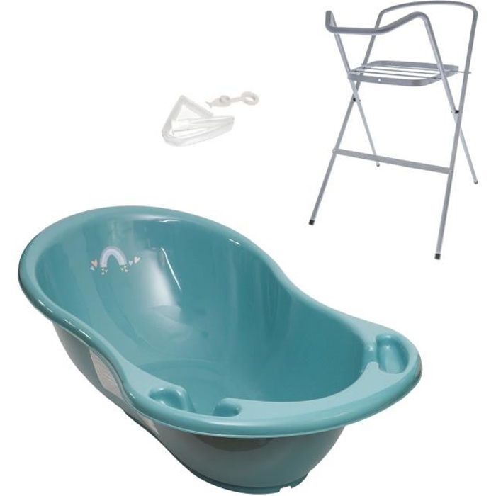 Baignoire bébé thermomètre Vert viride Météo 86 cm + Pied + Tuyau