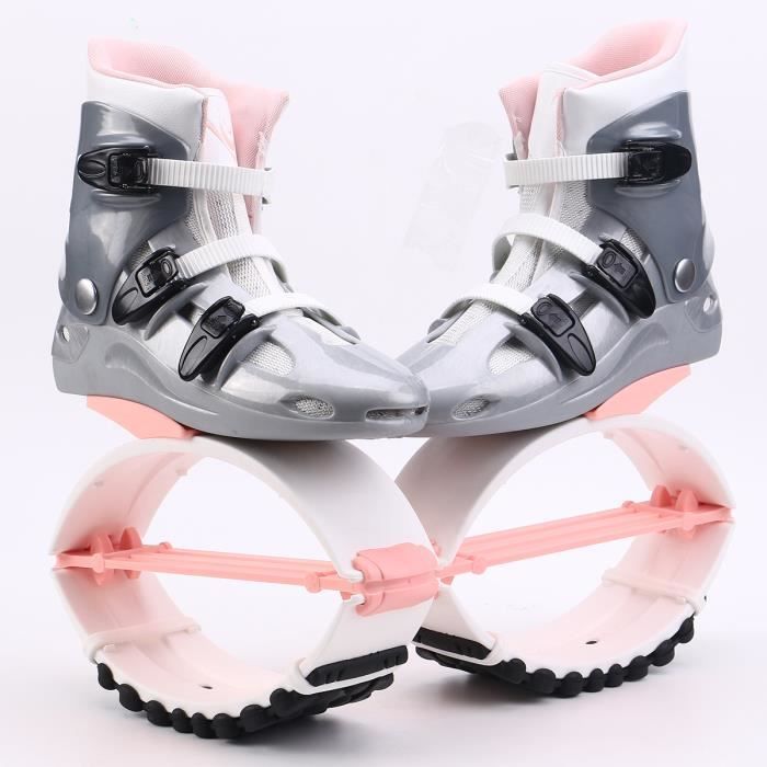 Chaussures Jump Chaussures Rebound Recommandé Poids 35-100kg (77lb-220lb) Chaussures Bounce pour Enfant and Adulte-Rose/Blanc