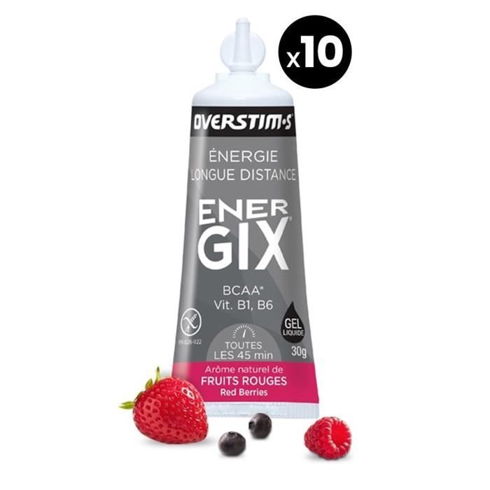 OVERSTIMS - Gel Energix - Energie longue durée - Fruits rouges - 10x30g - Energetique
