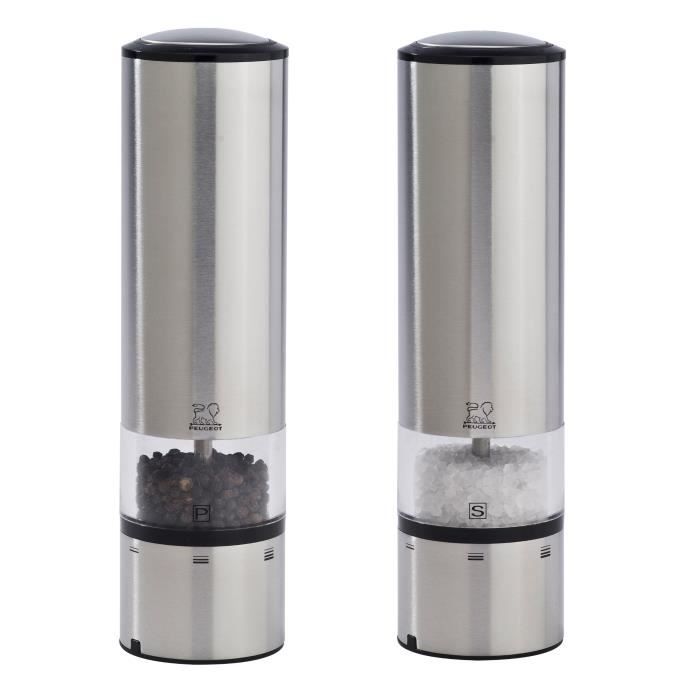 Ensemble de moulins peugeot eLIS duo uSelect, sENSE inox 20 cm et capteur de lumière automatique