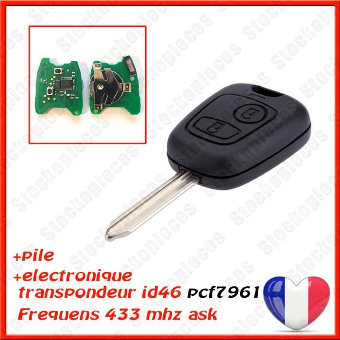 CLE VIERGE + ELECTRONIQUE TRANSPONDEUR COMPATIBLE CITROEN XSARA PICASSO BERLINGO A PROGRAMMER TESTE