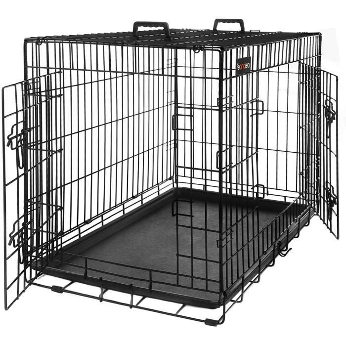 FEANDREA Cage pour chien pliable 2 Portes transportable avec Poignée et Plateau 75 x 47 x 54cm par SONGMICS PPD30H
