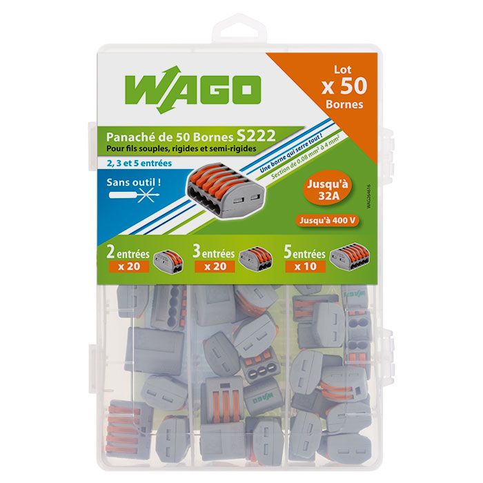 Wago - Valisette 50 bornes pour fils souples et rigides WAGO