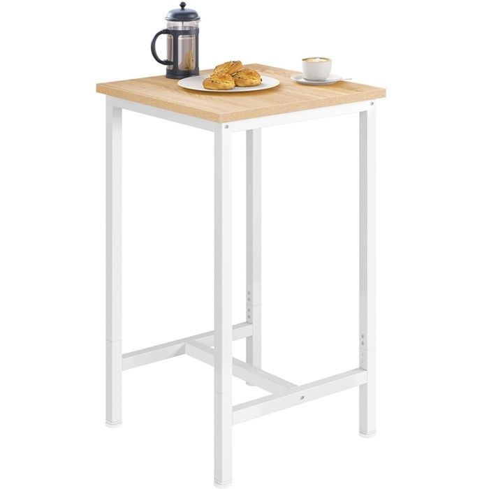 WOLTU Table de Bar,Table de Cuisine Carré 60x60x102cm en aggloméré et métal,Table de bistrot Table Haute,Chêne Clair