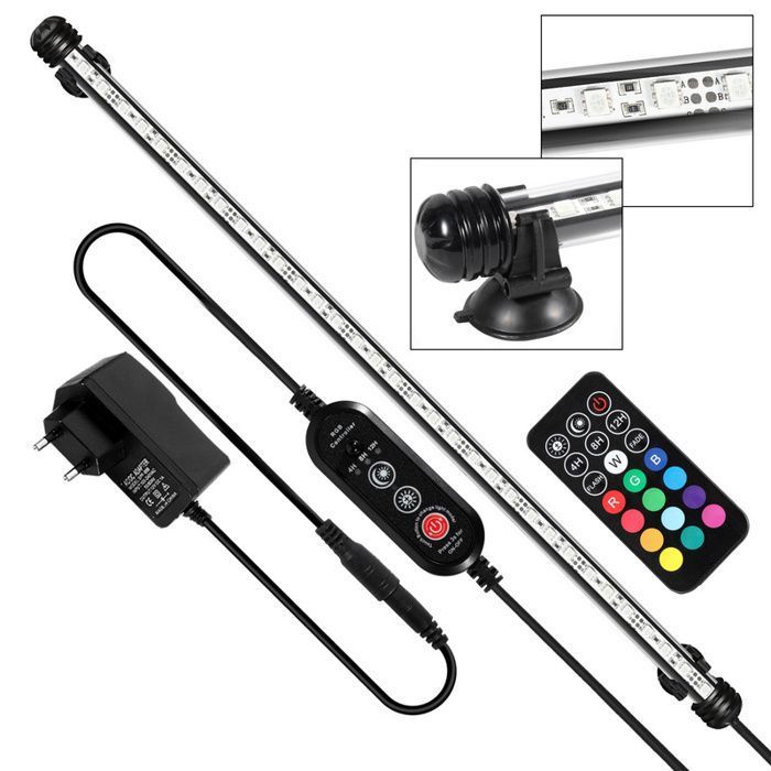 Meilleurs prix pour Lampe Aquarium LED, RGB avec télécommande sans fil Étanche LED Lumière Aquarium,73cm AQUARIUM