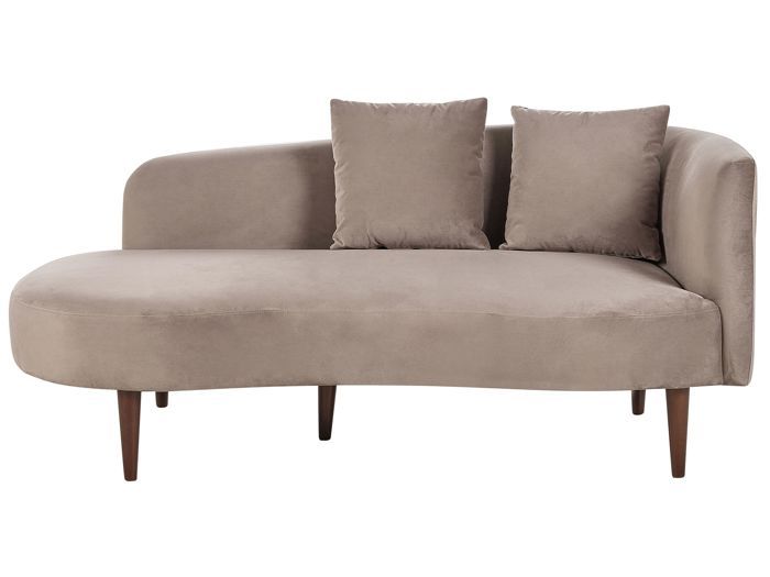 Chaise longue côté droit en velours taupe CHAUMONT Chaise longue côté droit en velours taupe CHAUMONT