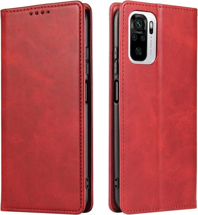 Coque Redmi 9T Cuir Premium Arbre De Vie Rouge 3D Relief - Porte-Cartes Support + Protection Écran
