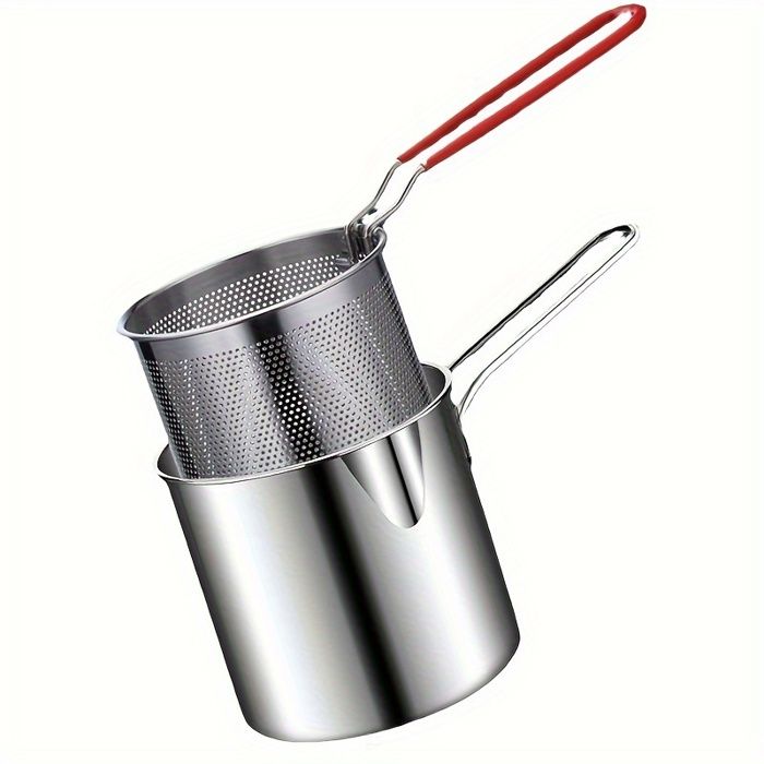Friteuse 2L Inox Avec Passoire Intégrée - Filtre à Huile, Cuve En Acier 304 (Frittiertopf)