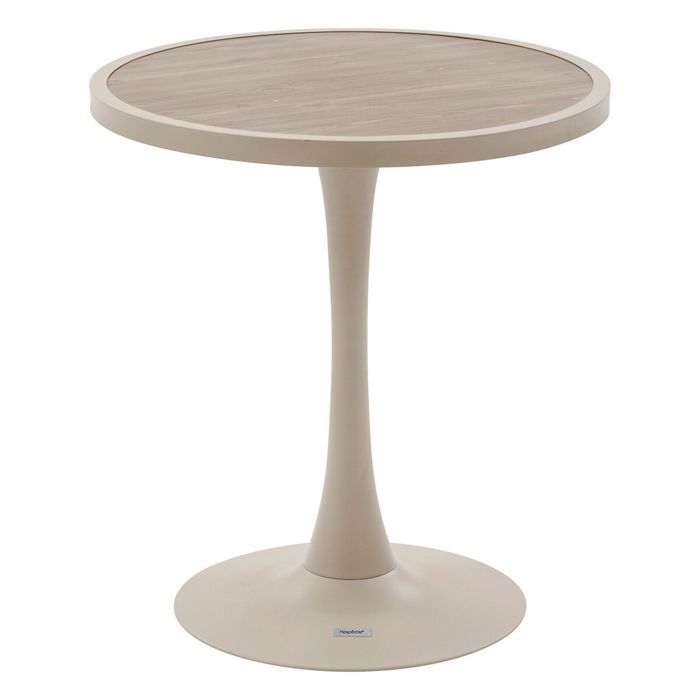 Table de jardin bistro ronde en aluminium effet bois 2 places OVIALON Lin et - vue 2