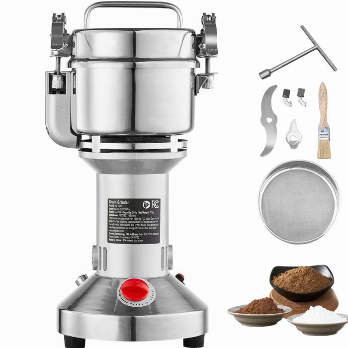 Moulin Électrique à Grains 60W Acier Inoxydable – Broyeur Multifonction Pour Céréales & Aliments Animaux !