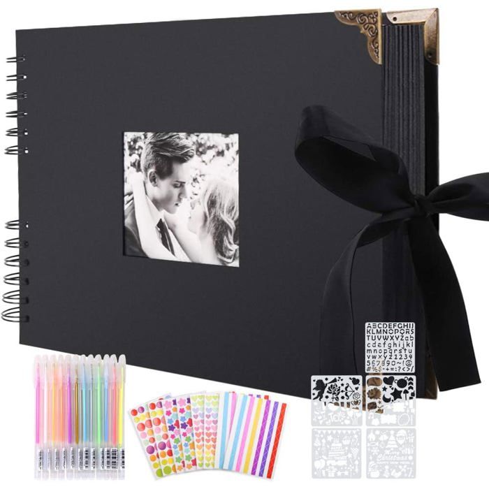 Album Photo Noir DIY 20x20 Cm - 40 Pages - Pour Scrapbooking, Mariage, Naissance, Souvenirs