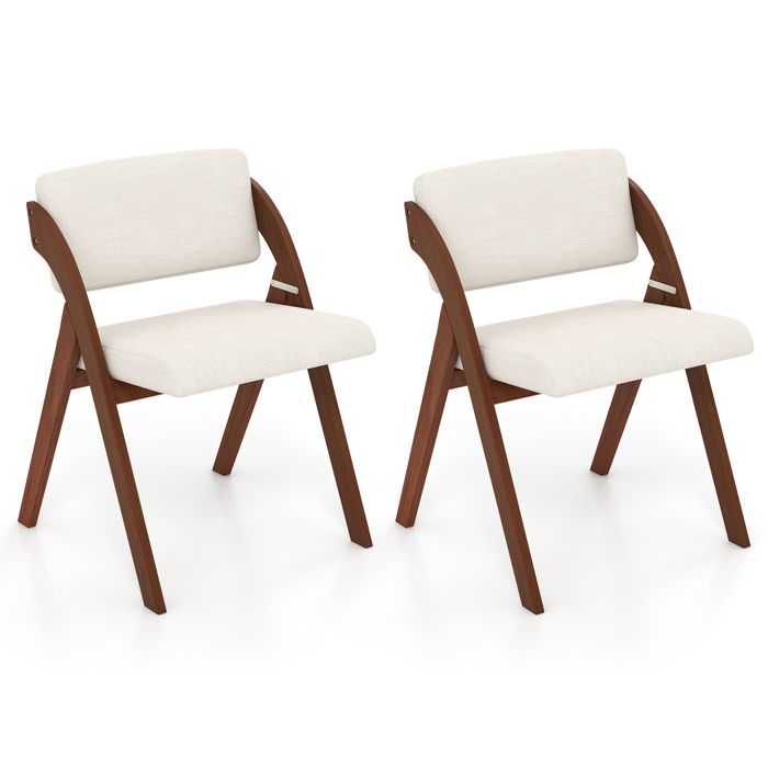Chaise de salle à manger Linenic blanche 4 pièces Chaise d'appoint moderne rembourrée en coton et lin en or｜Homary