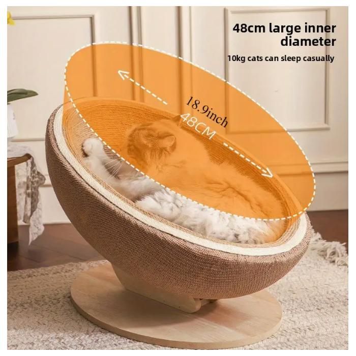 Comparer les prix de ECELEN Panier pour Chat en Sisal avec Griffoir Intégré-Fauteuil Design Courbé pour Repos et Jeu–Base Antidérapante