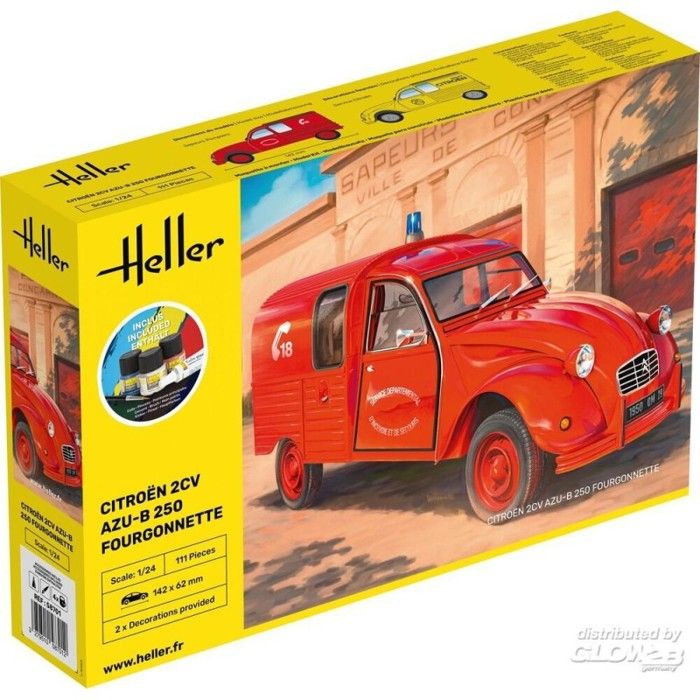 Maquette voiture - HELLER - Citroën 2CV AZU-B 250 - 1/24 - 111 pièces - Kit complet