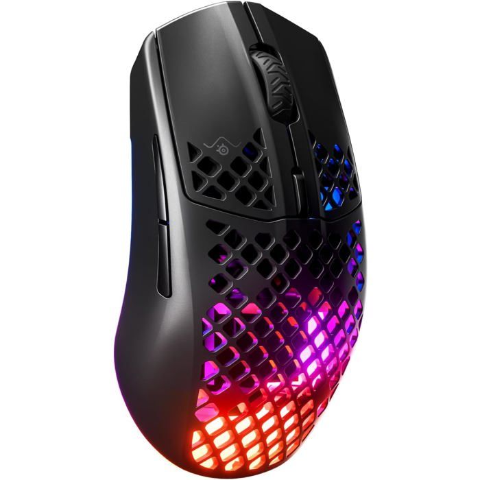 SteelSeries Aerox 3 Wireless - Souris gaming RGB trouée - Design étanche ultra-léger - Capteur optique 18K DPI TrueMove Air - Onyx