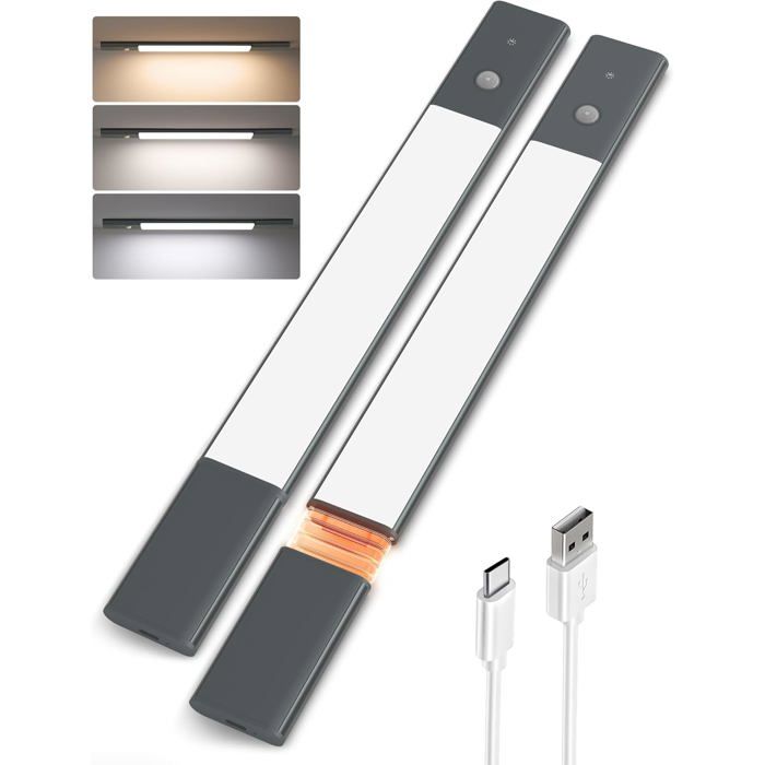 Lampe de placard - EZVALO - 38 cm - Sans fil 2200mAh - Détecteur de mouvement - 3 modes déclairage