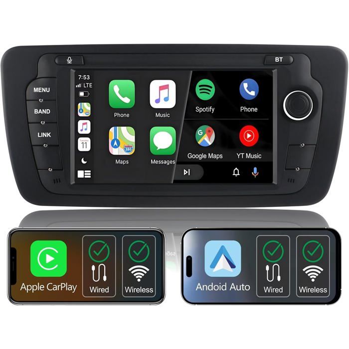 Autoradio Seat Ibiza 6J 2009-2014 Autoradio avec Écran IPS 7 CarPlay et Android Auto
