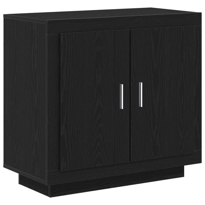 Buffet bas en bois dingénierie - vidaxl - 80x41.5x75 cm - Noir - 2 portes - Finition mate - A monter soi-même