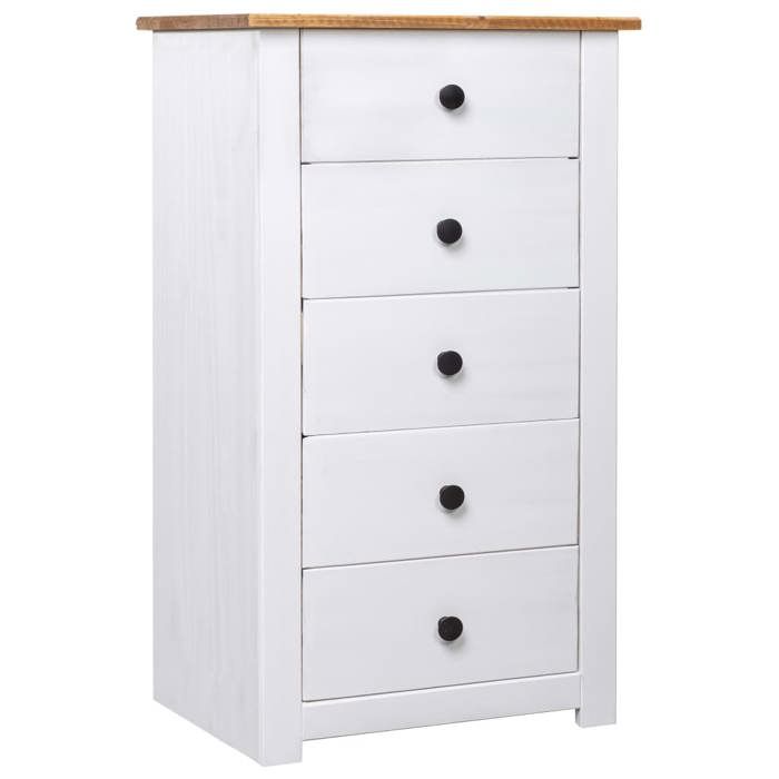 SALE 2026 Armoire/Cabinet à tiroirs Blanc - Buffet Blanc 46x40x89cm Pin Gamme Panama PRO814851330
