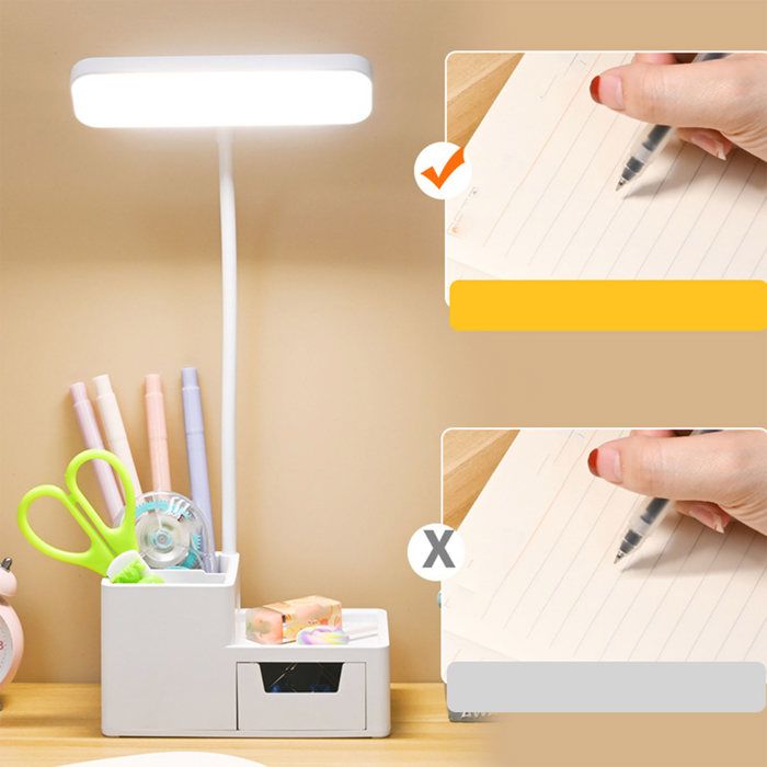 OMABETA Lampe de bureau avec porte-stylo Petite lampe de bureau LED à intensité pour le soin des deco lampe Type de branchement OMABETA Lampe de bureau avec porte-stylo Petite lampe de bureau LED à intensité pour le soin des deco lampe Type de branchement