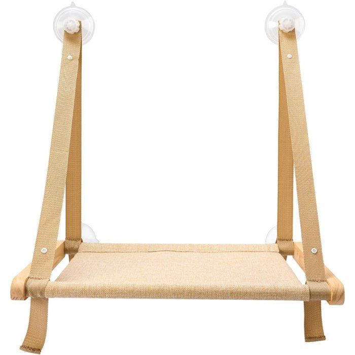 Hamac de fenêtre pour chat - DEMA - Capacité jusquà 40 kg - Dimensions 50x38x52 cm - Ventouse robuste - Bois de qualité
