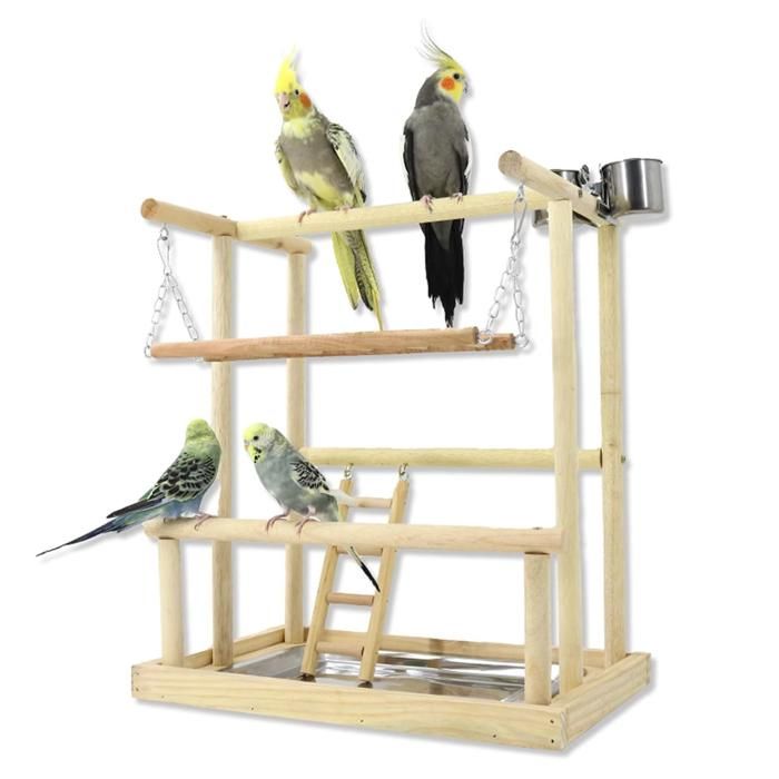 Aire de Jeux pour Oiseaux Terrain de Jeu pour Perroquet avec Support Perchoirs Balançoire Échelle Plateau Calopsitte 40x26x45.5 cm