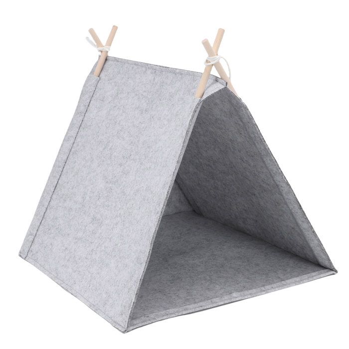 Tente tipi pour chien et chat – MLBQ – Felt respirant lavable – Maisonette refuge sécurisante – Gris universel