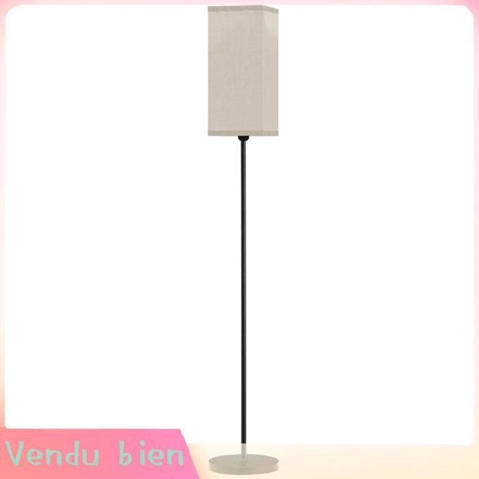 LIA Lampadaire sur pied salon lampe salon sur pied avec abat-jour beige effet lin interrupteur à pied Ø 25 x 161 5 cm noir