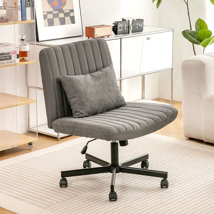 Chaise de bureau moderne 21.5x25.2x33 cm Gris foncé Tissu fauteuil bureau confort ergonomique format pratique pour la maison
