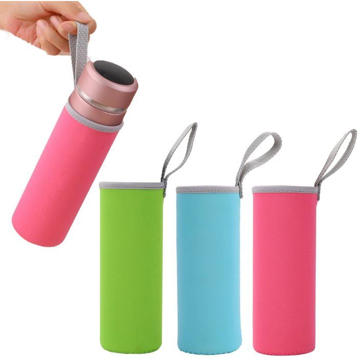 3 pcs Pochette Isotherme Bouteille Housse Néoprène pour Bouteilles en Verre Protection Thermique M - Rose Rouge + Bleu Ciel + Vert