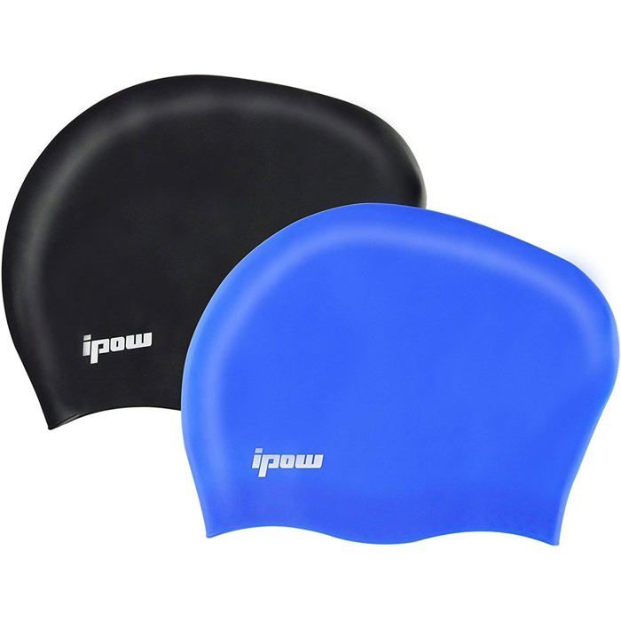 2Pcs Bonnet de Bain Femme Extensible/Bonnet Piscine Femme Cheveux Long/Bonnet de Douche en Silicone Etanche pour Femmes/Hommes