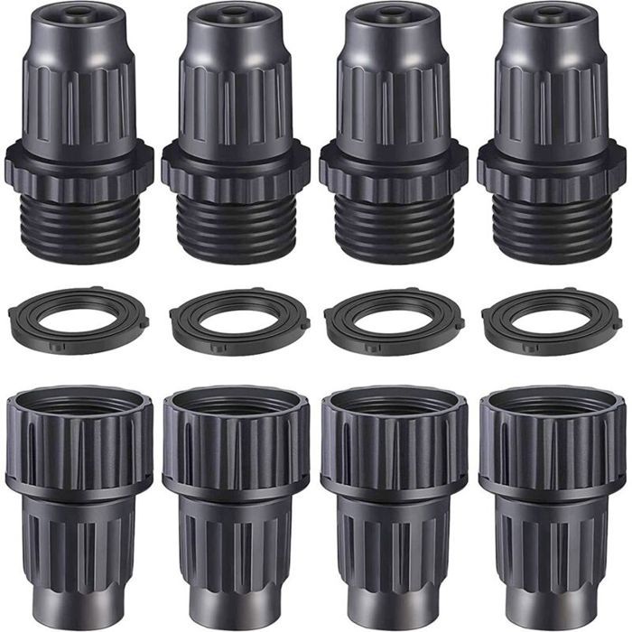Kit de Réparation Tuyau dArrosage Extensible - Raccords Mâles et Femelles (4 Pièces) pour Jardin