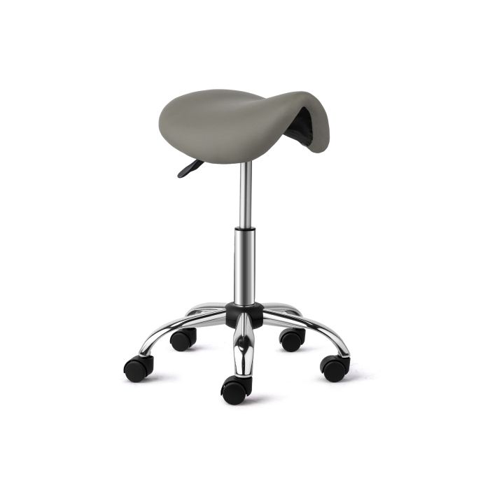 Tabouret roulettes Professionnel VINGLI Tabouret de Selle Rotation à 360° Hauteur Réglable 48-63 cm PU Gris