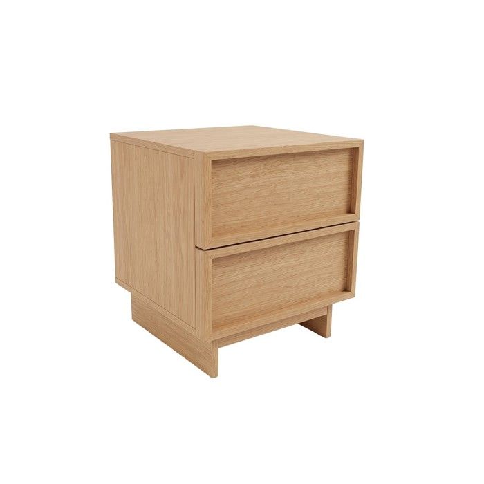 Table de chevet - Box and Beyond - 40 x 38 5 x 45 cm - Effet Bois clair - Tiroirs et plateau - Placard