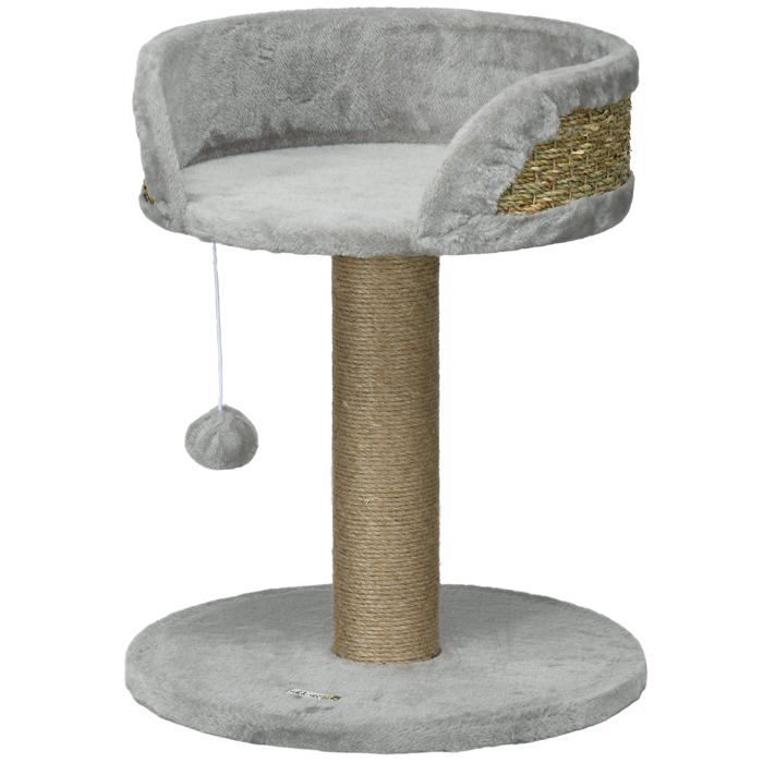 Arbre à chat - HELLOSHOP26 - Plateforme ronde 40x40x49 cm - Gris - Tronc jute - Pour chats Arbre à chat - HELLOSHOP26 - Plateforme ronde 40x40x49 cm - Gris - Tronc jute - Pour chats