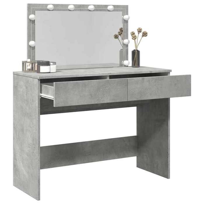 Meuble Rangement - HAOSHOP - Coiffeuse avec LED gris béton 100x40x120 cm&01_36870