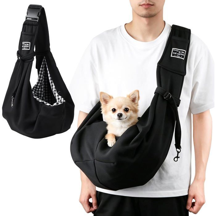 Sac de Transport pour Chien ChatRéglable Sac à Bandoulière Mains Libres Petit Chien pour Chiens/Chats de Taille Moyenne Jusquà 8kg