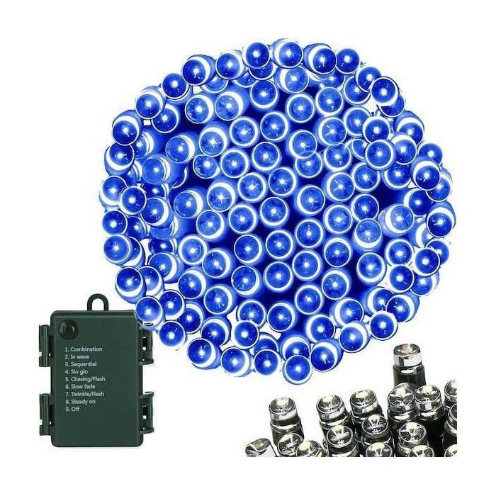Guirlande lumineuse bleue à piles - Springos - 100+ lampes - 10 5 m - 10 00+ m - Lampes ordinaires
