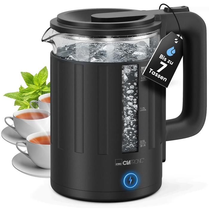Bouilloire electrique Clatronic WK 3837 G en verre 1 7 - vue 3