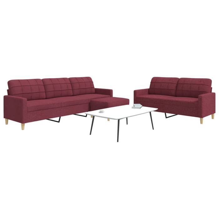 Ensemble canapé 3 places - MAISON EXCLUSIVE - 3 pièces - Rouge bordeaux - Tissu polyester - Cadre métal