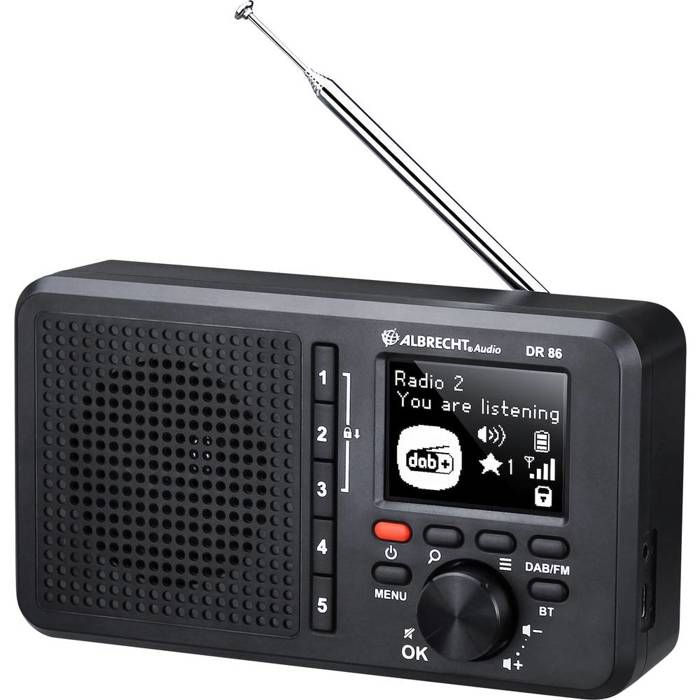 Albrecht DR 86 Radio de table DAB+ FM rechargeable noir