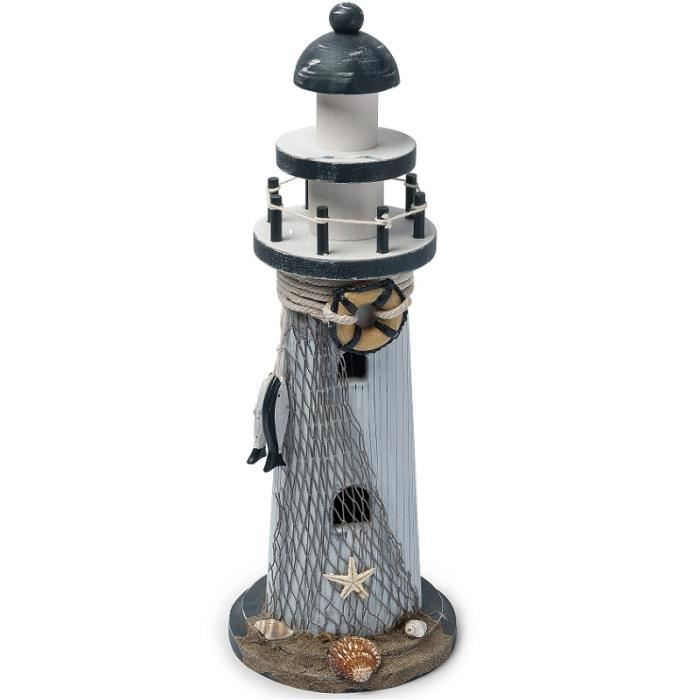 Petit cadre nautique en bois avec phare et mouette, panneau