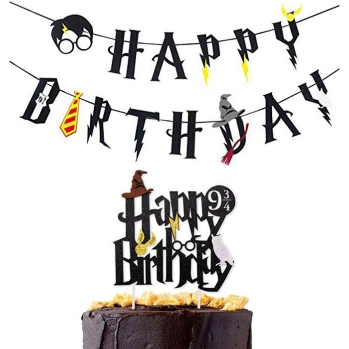 Harry potter joyeux anniversaire bannière fête articles joyeux anniversaire  gâteau topper senti guirlande fête dec CJN7G - Cdiscount Maison