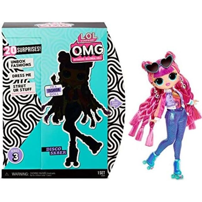 Poupee mannequin OMG Series 3 Roller Chick LOL Surprise Noir 2 surprises Cdiscount Jeux Jouets