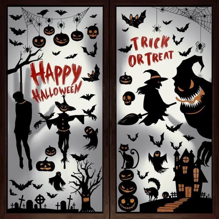 Stickers Halloween Fenetre Électrostatique (9 Feuilles) Et Gommettes  Halloween (1 Feuille), Autocollant Halloween Reutilisabl[H93] - Cdiscount  Maison